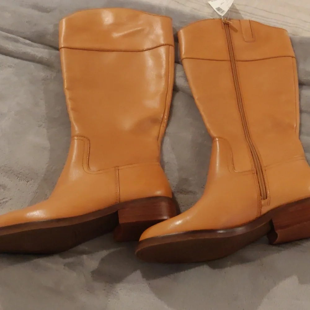 New!Vince Camuto camel leather knee boots Y2K Shabbychic Cottagecore Vintag - Picture 8 of 14